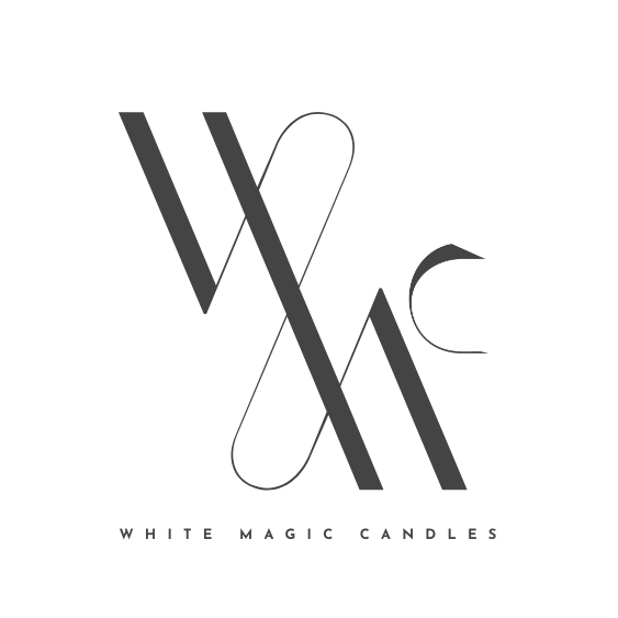 logo of white magic candles in black and white
