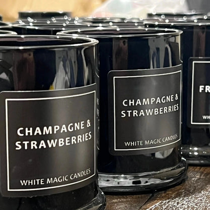 Buy soy white wax candles in black glass jars with a box